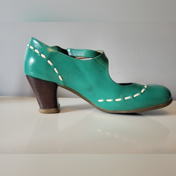 Fluevog Operetta Malibran Criss-Cross Strap Mary Jane Heels,Turquoise, Size 8.5 - Picture 5 of 11